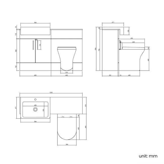 Harper Gloss White Combination Vanity Basin with Marble Top & Tucson Toilet 1200mm - Brushed Brass Accents