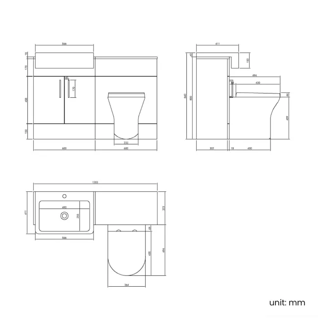 Harper Navy Blue Combination Vanity Basin and Tucson Toilet 1200mm - Brushed Brass Accents
