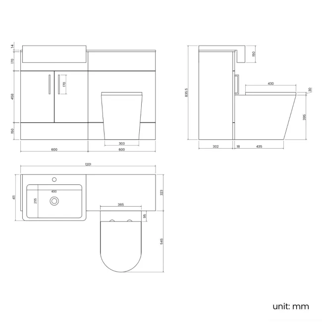 Harper Navy Blue Combination Vanity Basin with Marble Top & Boston Toilet 1200mm - Brushed Brass Accents