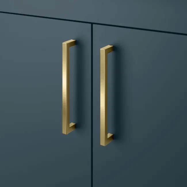 Harper Navy Blue Combination Vanity Basin with Marble Top & Houston Toilet 1000mm - Brushed Brass Accents