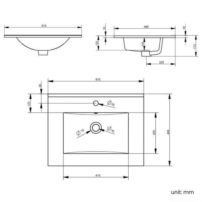 Mersey Gloss White Combination Vanity Basin and Miami Toilet 1100mm - Black Accents