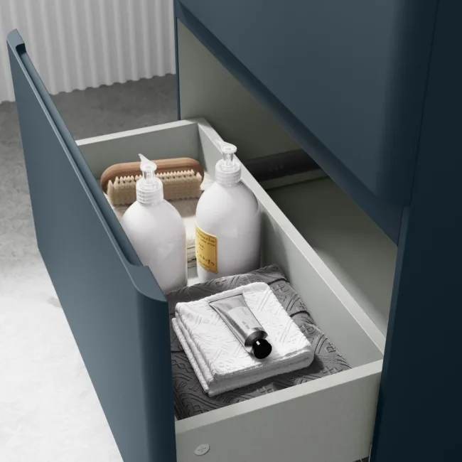 Corsica Inky Blue Slimline Basin Drawer Vanity 600mm