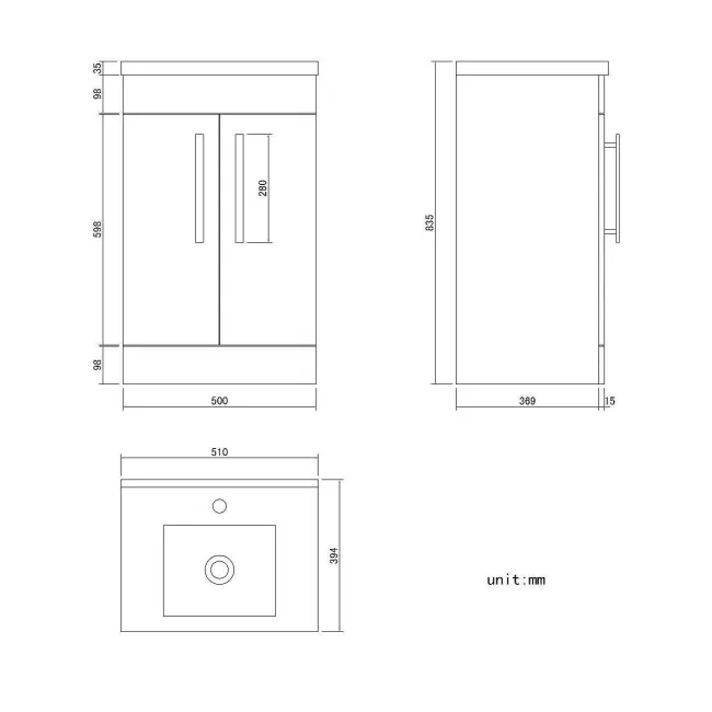 Avon Gloss White Basin Vanity 500mm and Toilet Set