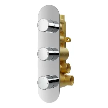 Ballina Premium Chrome Round Thermostatic Shower Valve - 3 Outlets