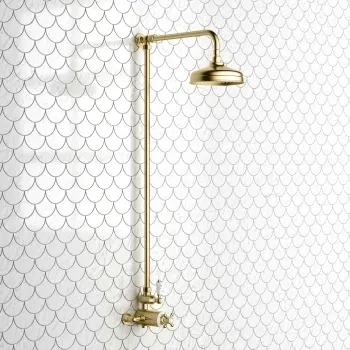 Shannon Brushed Brass Traditional Thermostatic Shower Set