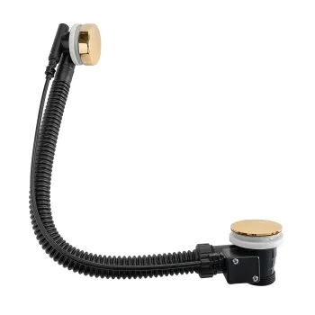 Wirquin Cable Operated Pop up Bath Waste with Brushed Brass Mushroom Head