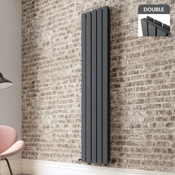Faro Anthracite Double Flat Panel Vertical Radiator 1800x350mm