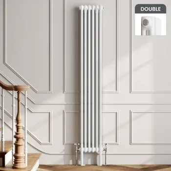 Athens White Double Column Vertical Traditional Radiator 1800x290mm