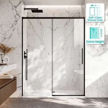 Lisbon Matt Black 8mm Soft-Closing Sliding Shower Door 1600mm