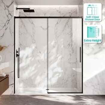 Lisbon Matt Black 8mm Soft-Closing Sliding Shower Door 1700mm