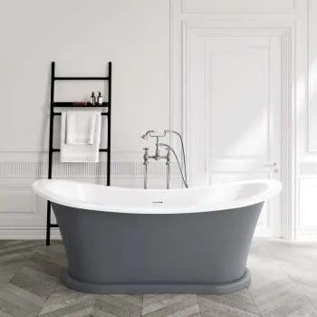 Mayfair 1700mm Graphite Grey Freestanding Roll Top Slipper Bath