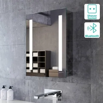 Emielia Illuminated LED Mirror Cabinet With BLUETOOTH Speaker 600x450mm