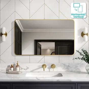 Essence Brushed Brass Rectangular Bathroom Mirror 600x1000mm