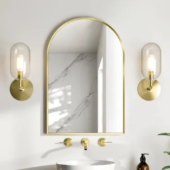 Rory Brushed Brass Arched Mirror 750x500mm