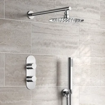 Ballina Premium Chrome Round Thermostatic Shower Set - 200mm Head & Hand Shower