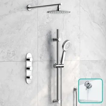 Ballina Premium Chrome Round Thermostatic Bath Filler Shower Set - 200mm Head & Slider Shower