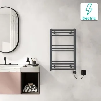 Barcelona Electric Anthracite Straight Heated Towel Rail 800x500mm