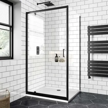 London Matt Black 6mm Pivot Shower Enclosure 1000x800mm