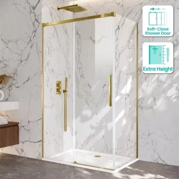 Lisbon Brushed Brass 8mm Sliding Shower Enclosure 1200x800mm
