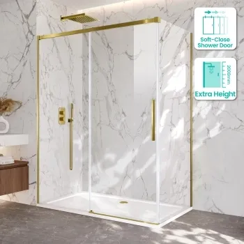 Lisbon Brushed Brass 8mm Sliding Shower Enclosure 1600x900mm