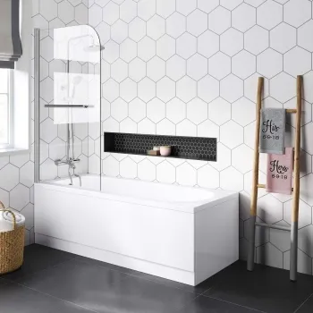 Stafford 1700x700 Round Shower Bath & 6mm Easy Clean Screen with Rail