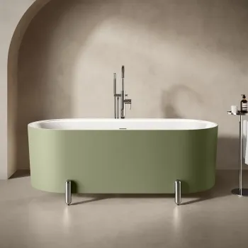 Shore 1700 Matt Green Freestanding Bath - Chrome Feet