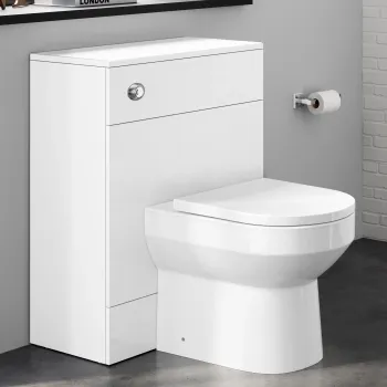 Harper Gloss White Back To Wall Unit and Miami Toilet