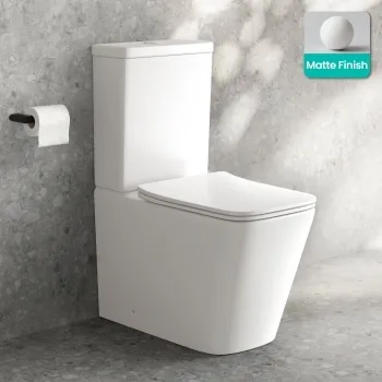 Kent Matt White Rimless Close Coupled Toilet With Premium Soft Close Slim Seat