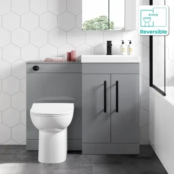 Avon Stone Grey Combination Vanity Basin and Aruba Toilet 1000mm - Black Accents