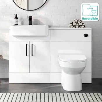 Harper Gloss White Combination Vanity Basin and Miami Toilet 1200mm - Black Accents