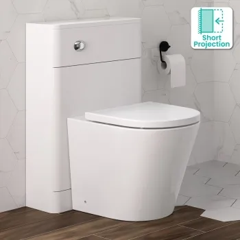 Curved Gloss White Slimline Back To Wall Unit and Boston Toilet