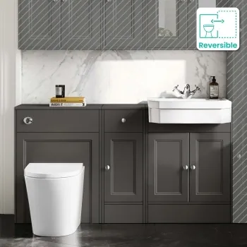 Monaco Graphite Grey Combination Vanity Traditional Basin and Boston Toilet 1500mm