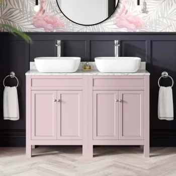 Bermuda Cashmere Pink with Marble Top & Curved Counter Top Basin 1200mm