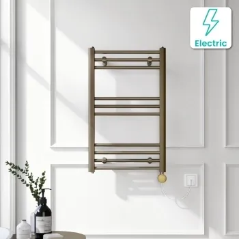 Barcelona Electric Antique Gold Straight Heated Towel Rail 800x500mm
