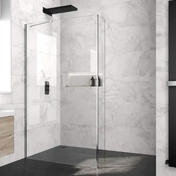 Copenhagen Easy Clean 8mm Wet Room Shower Glass 1100mm & 250mm Return Panel