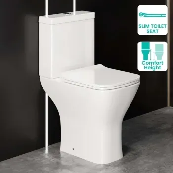 Atlanta Comfort Close Coupled Toilet With Soft Close Slim Seat