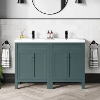 Bermuda Midnight Green Double Basin Vanity 1200mm