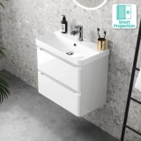 Corsica Gloss White Wall Hung Slimline Basin Drawer Vanity 600mm