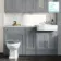 Monaco Dove Grey Combination Vanity Basin with Marble Top and Hudson Toilet with Wooden Seat 1500mm