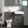 Monaco Graphite Grey Combination Vanity Basin and Hudson Toilet with Wooden Seat 1200mm