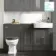 Monaco Graphite Grey Combination Vanity Basin and Hudson Toilet with Wooden Seat 1500mm