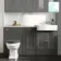 Monaco Graphite Grey Combination Vanity Basin with Marble Top and Hudson Toilet with Wooden Seat 1500mm
