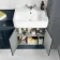 Monaco Inky Blue Combination Vanity Basin and Hudson Toilet with Wooden Seat 1500mm