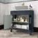 Bermuda Inky Blue Cabinet with Marble Top 800mm Excludes Counter Top Basin - Brass Knurled Handles
