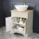 Lucia Chalk White Vanity with Oak Effect Top & Oval Counter Top Basin 640mm - Brass Knurled Handles