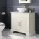 Lucia Chalk White Vanity with Marble Top & Round Counter Top Basin 840mm - Brass Knurled Handles