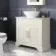 Lucia Chalk White Vanity with Marble Top & Oval Counter Top Basin 840mm - Brass Knurled Handles
