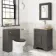 Lucia Graphite Grey Vanity with Oak Effect Top & Oval Counter Top Basin 640mm - Brass Knurled Handles