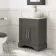 Lucia Graphite Grey Vanity with Marble Top & Curved Counter Top Basin 640mm - Brass Knurled Handles