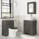 Lucia Graphite Grey Vanity with Marble Top & Curved Counter Top Basin 640mm - Brass Knurled Handles